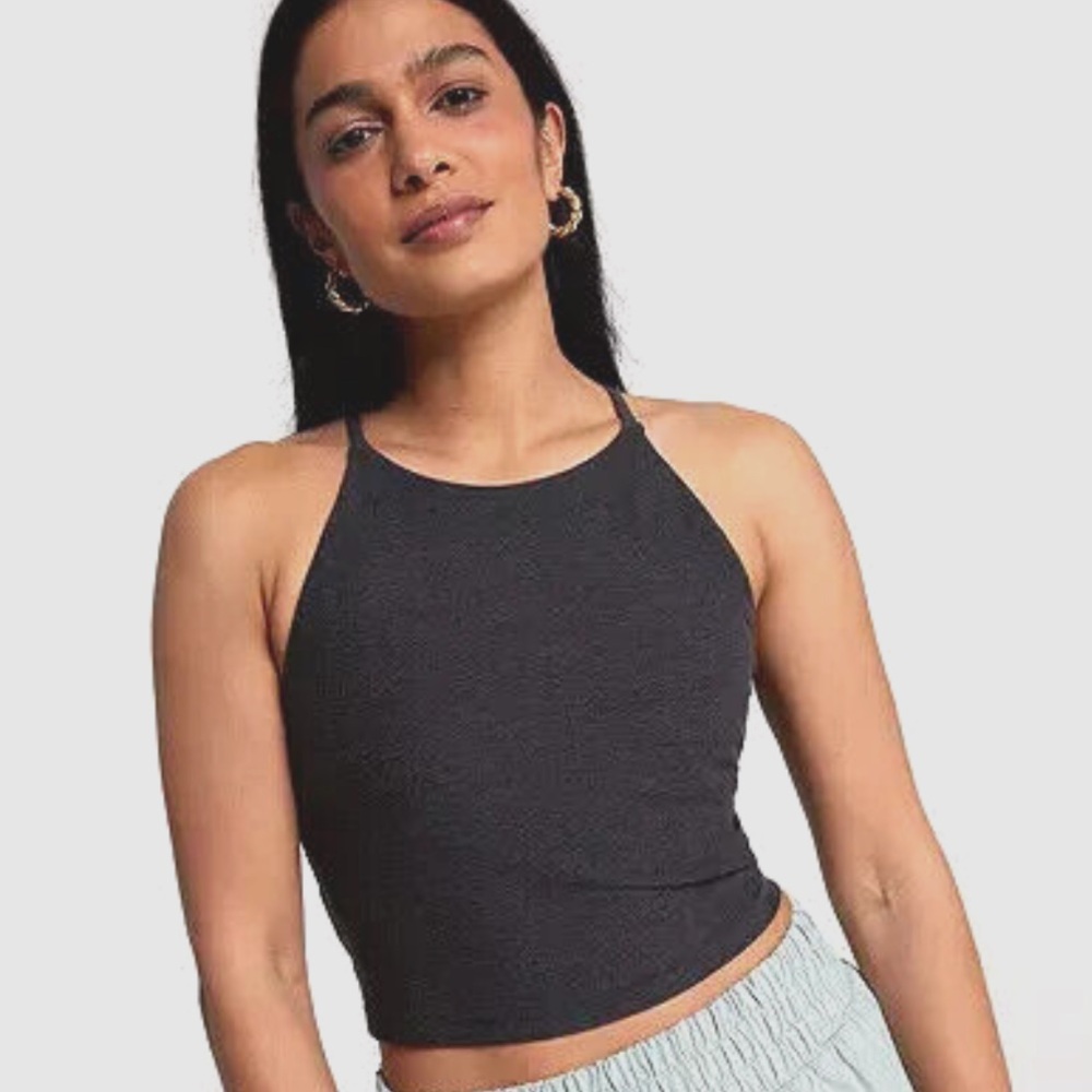 NEW CALIA LustraLux Cross-Back Crop Top — L. P0347
